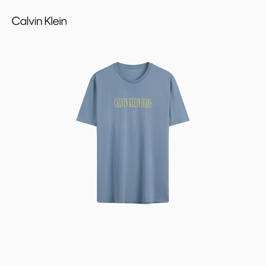 Calvin KleinJeans25春夏新款男士休闲潮流ck字母印花净色纯棉短袖T恤4RB854G CFF-星蓝 L
