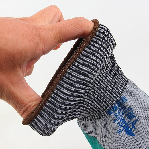 
Ji Sheng N698 gloves wear-resistant labor-safe anti-slip rubber breathable soft construction site racks worker and farm work rubber gloves Shenghang N698 gray yarn green 12 double pack L
