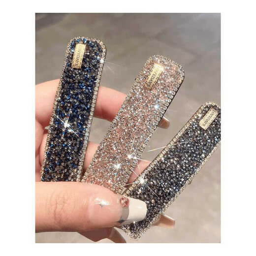 Tang Funi Korean rhinestone hairpin for women with side bangs and broken hair bb clip headwear internet celebrity 2025 new high-end one-word clip champagne color