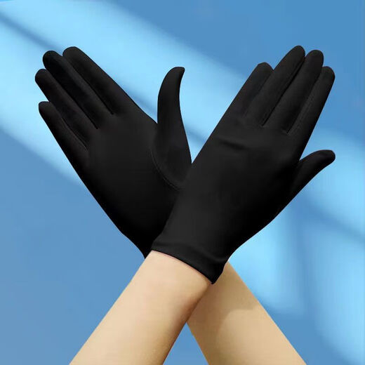 
Roasted summer sun protection thin gloves for women ice silk spandex high elastic breathable skin-friendly bike driving travel jewelry etiquette gloves [white]-all-finger ice silk set / 1 pair