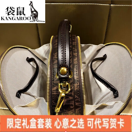袋鼠（KANGAROO）轻奢品牌牛皮女包明星网红洋气高级手提小圆包休闲大气斜挎单肩包 【生日礼物送老婆女友】米白