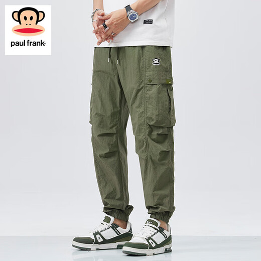 Big Mouth Monkey (paul frank) pantalones deportivos casuales para hombres primavera y verano monos de legging sueltos de moda pantalones harén de nueve puntos de marca de moda versátiles para hombres 21029H Moni verde oficial auténtico 2XL recomendado 155-175 Jin Jin equivale a 0,5 kg