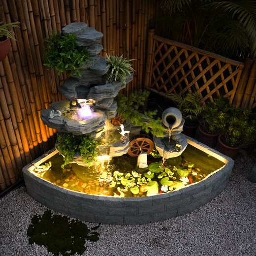 Villa Garden Outdoor Courtyard Rockery Flowing Water Fountain Circulating Water Landscape Decoration Ornament Balcony Fish Pool Landscape 5010 Rectangular Pool 190x70x155 Length Width Height