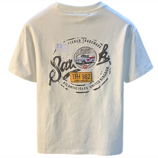 Camiseta blanca de Ueteey White Summer New Tendencia de alta gama Tendencia impresa Camiseta estampada Americana Luxury Comunicada camiseta de manga corta White [JSW9906 White] XL adecuado para 124-140Jin [Jin iguala 0.5 kg] desgaste