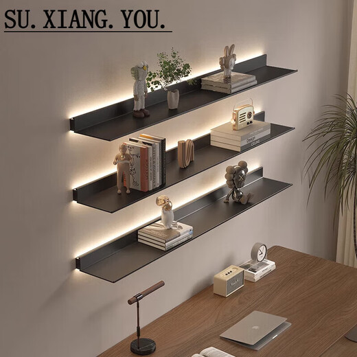 Suoyouyou wall storage rack LED light-emitting laminate aluminum alloy wall wall storage rack one-word partition display Yahei 15*120 three color temperatures optional