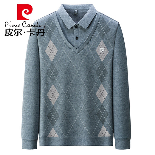 Pierre Cardin Frühling und Herbst NEU NEUES MIDERNET MENDERAGTEN LANGELEEVED T-SHIRT FÜR MEN DEIDELTE LOSSE LOSSE Großgröße gefälschte zweiteilige Daddy-Basishemd 9928 Hellblau [hinzugefügte Fleece] Verdickte M empfohlen 90-110jin [Jin gleich 0,5 kg]