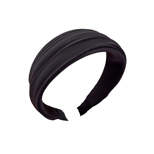 Zuoou Zuoou coffee color high skull wide edge hairband women's Korean simple pleated hairpin high-end retro headband hair hole black