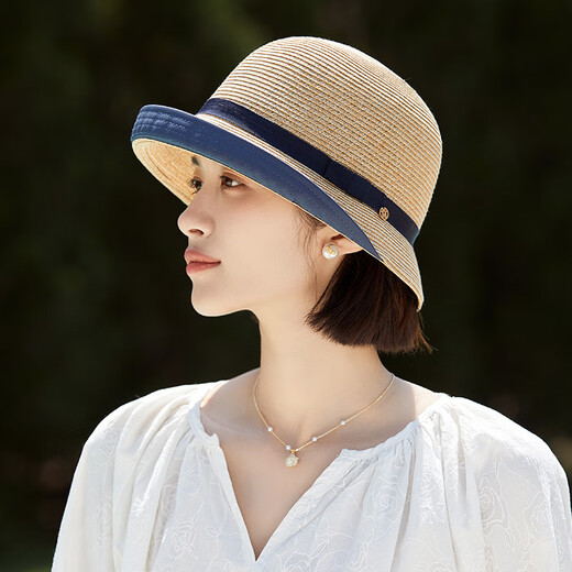 Lee dprre Japanese Straw Hat Women's Summer Sunshade Cool Hat Rolled Hepburn Style All-match Basin Hat Top Hat Straw Braided Sunscreen Fisherman's Hat Burgundy One Size (55-58cm)