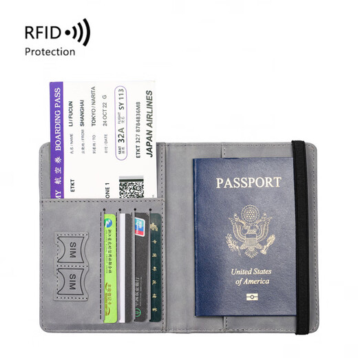 Cross-border RFID anti-theft brushing pu passport bag multi-purpose passport protection case certificate bag travel passport card bag brown