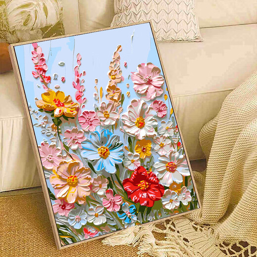 今福今贵繁花似锦diy数字油画填充涂色丙烯手绘感油彩画 客厅装饰挂画 nx12610 40*50cm绷好实木内框+外框(免安