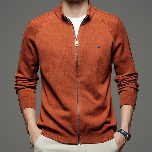 
Tommy Hee Kelly Tommy Pure Wool Cardigan Jacket Men's Middle-aged Spring and Autumn New Stand-collar Zipper Knitted Top New Bedding 4XL 190 [Suggested 190-195Jin [Jin equals 0.5 kg]]