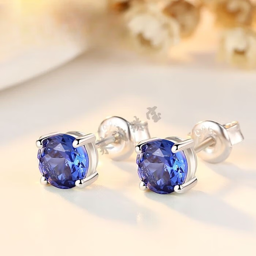 Shien sapphire earrings for women Japanese and Korean inlaid colored gemstone earrings sterling silver plated 18k gold fashion earrings tanzanite