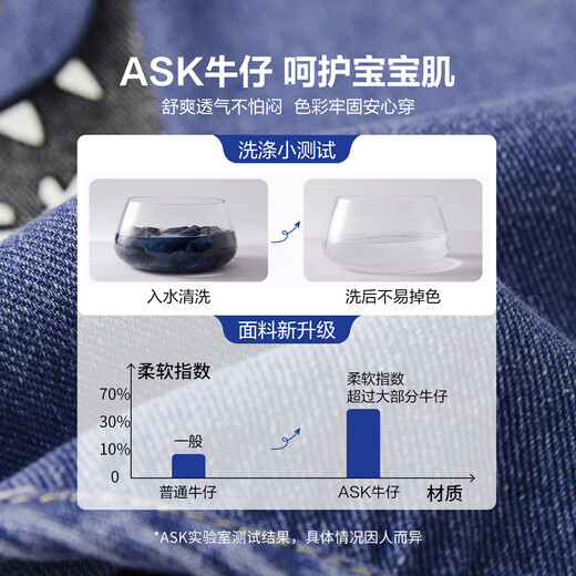 ASK JUNIOR Boys' Vest Autumn Children's Cartoon Letter Print Children's Vest Jacket Blue 110