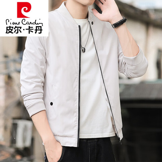 皮尔卡丹（pierre cardin）男士外套春秋季新款短款棒球服纯色百搭修身韩版夹克青年薄款褂子 K12109黑色 M