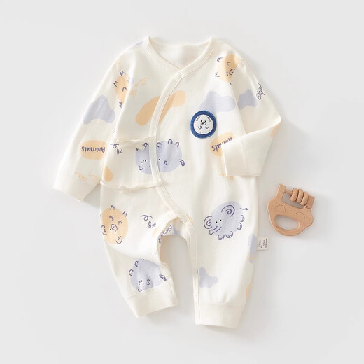 婧麒（JOYNCLEON）婴儿连体衣春秋无骨衣服春装空调服纯棉春款长袖和尚服外出服 动物园 59cm