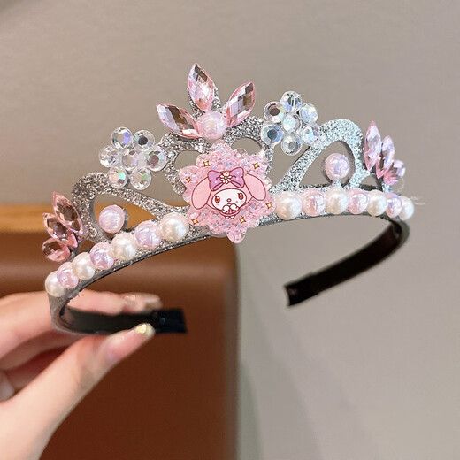 ENRMIIV Crown Children's Headband Frozen Headband Elsa Princess Crown Hairpin Girls Kuromi Melody Hairband 3# Purple Kuromi Crystal Crown Hairband