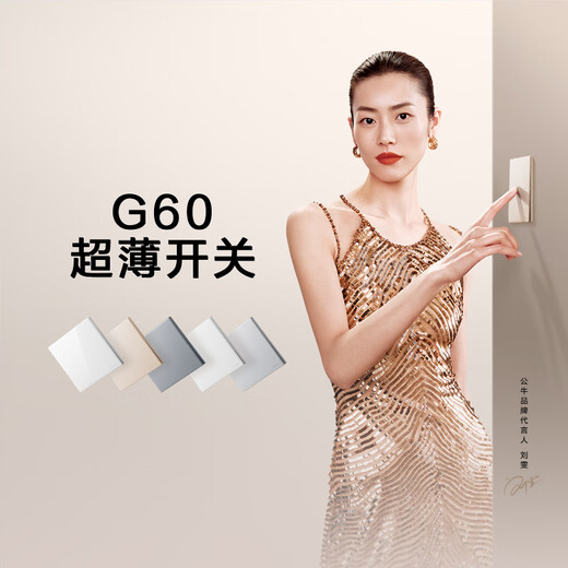 公牛（BULL）开关插座 G60系列一开单控五孔带开关插座超薄面板G60E333A暮雪白