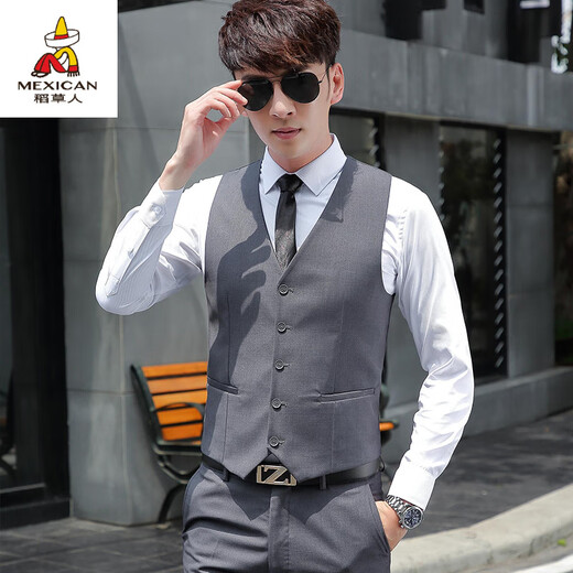 Scarecrow (mexikanisch) Koreanischer Stil Trendy Slim Anzugweste für Männer Business Casual Anzug Weste für Männer Pony Clip Best Brudergruppe Jungen Marine Blue Single -Stück Weste 2xl 140 bis 155 Jin [Jin gleich 0,5 kg]