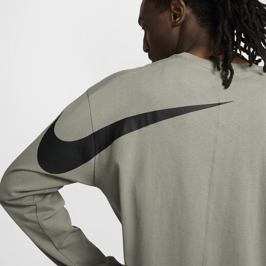 耐克（NIKE）官方ISPA男女长袖上衣情侣纯棉休闲运动叠搭舒适FJ7375 053暗泥灰/黑 M
