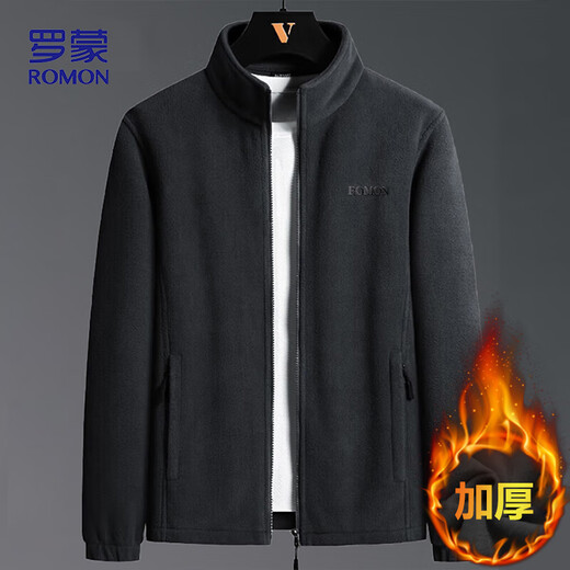 ROMON jacket men's autumn business casual large size warm fleece soft polar fleece jacket men CS88 dark blue XL