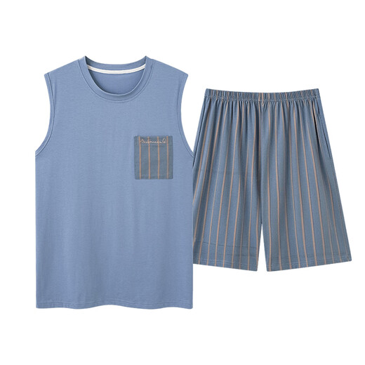 Langsha Pajamas Summer Modal Veste Modal Shorts Sans manches Mentes Men's Home Clothes Summer Thin Ice Silk DGG-AM-12027 XL