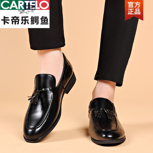 Cartelo Crocodile (Cartelo) Matter Anzug Herrenlederschuhe für Männer mit flacher Lösung für formelle Kleidung für Jugendspitze.