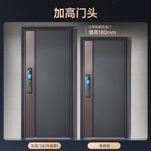 英典朱雀甲级防盗门家用入户门加高门头一门到顶智能门进户门子母门防撬防爆别墅大门 2250*1050 【旗舰款】掌静脉3D人脸智能锁