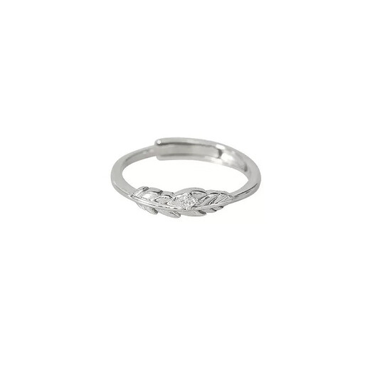 GrayceWody999 Sterling Silber Foot Silber geprägter Federring für Frauen mit Nischen -Modedesign Vielseitiger leichter Luxus offener Ring -Federring - Platinum
