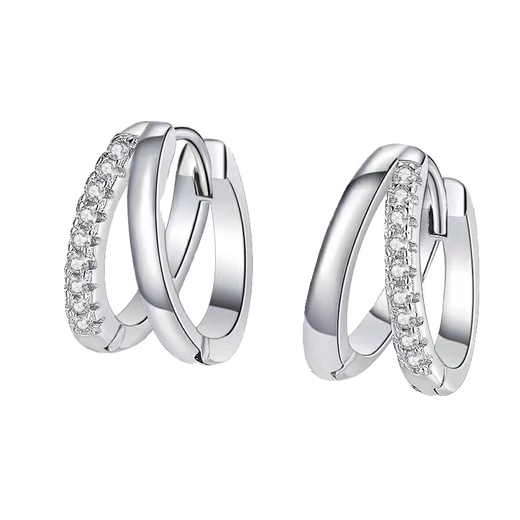 Guanpu Pavilion Fat Donglai quality pt950 platinum earrings for women PT950 simple platinum earrings plain ring diamond 520 for Yousheng hollow double ring earrings