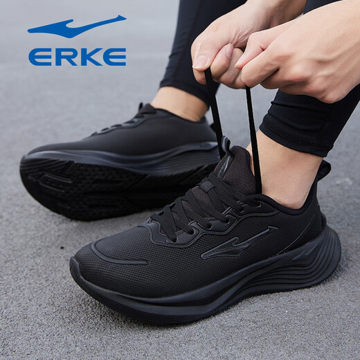 Hongxing Erke Herrenschuhe Sommer 2025 Neue Weichlöser Laufschuhe Mesh schwarze Schuhe Schwarze Atmungsbezirke Dünne Papa Männer Sneakers Schwarz [wasserdicht im Sommer] 38 Marke Direktvertrieb