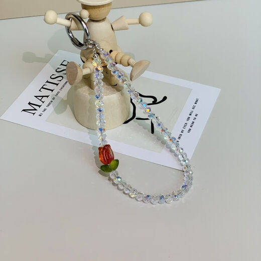 
Beiyipin Girls Beaded Mobile Phone Lanyard Wrist Mobile Phone Hanging Chain Tulip Crystal Mobile Phone Chain Hanging Chain Versatile Pendant Bag Mobile Phone Pendant Mobile Phone Lanyard Wrist