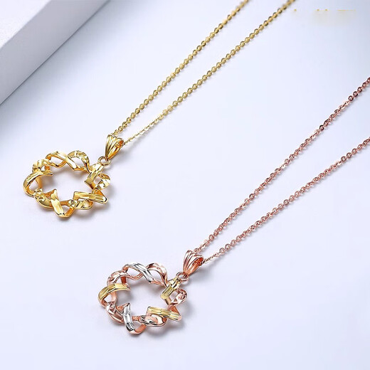 Hunter 18k gold pendant female color gold plain gold wishing star K gold pendant rose gold single pendant gold necklace pendant AU750 18k color gold