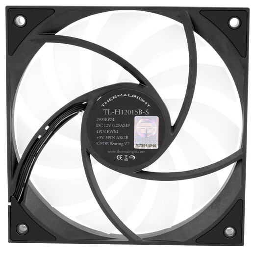 
Thermalright (Limin) TL-H12015B-S Three-phase six-pole motor S-FDB V2 bearing 120mm standard 15mm thickness fan 1900 rpmW solar eclipse color light effect