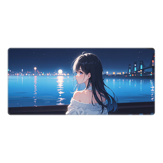 Three-color cat beautiful girl mouse pad super large computer desk pad 2D animation e-sports special desktop thickened keyboard pad can be customized high-value thickened lock edge anti-slip 13807 watch the sea 80 cm x 30 cm x 3 mm