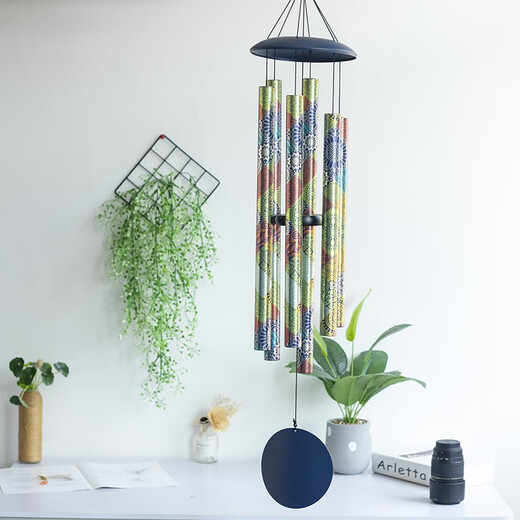 
Some European solid wood music wind chime hanging door decoration Japanese outdoor 6 metal tube bedroom balcony pendant gift MG1452 music wind chime color tube
