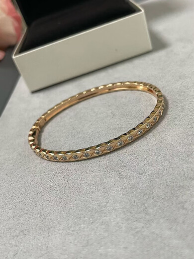 Shilian narrow version diamond pattern bracelet for women rose gold simple electroplated 18k gold hand decoration style light luxury ring rose gold full diamond