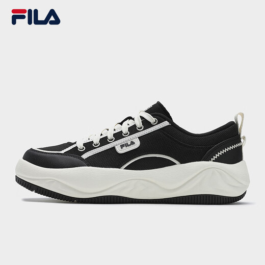 FILA 斐乐官方男鞋COOKIES复古帆布鞋2025夏新款曲奇鞋时尚休闲鞋 黑/奶白-BG 42