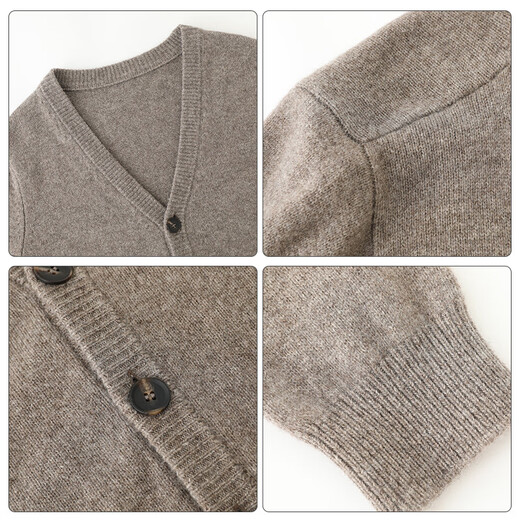SHOKAY business commuting casual design men's sweater sweater cardigan [yak velvet wool] AM-CA-PC deep khaki M