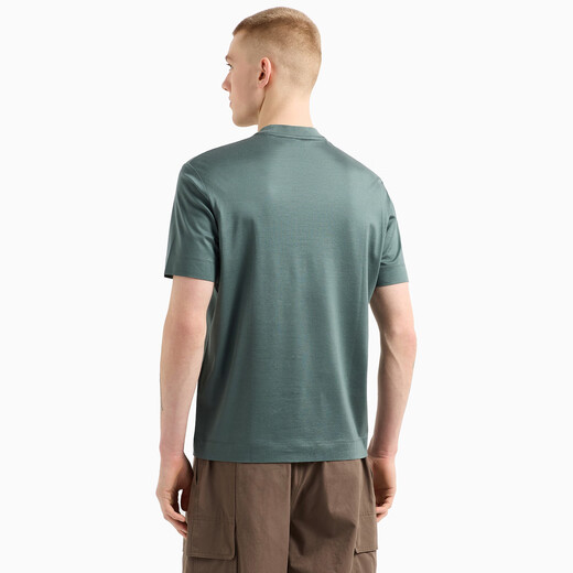 ARMANI/阿玛尼 EA 鹰标男士时尚丝光棉短袖圆领T恤 EM001070 AF13747 卡其 U1098 L