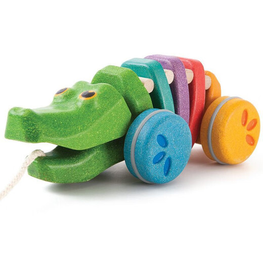 Internet celebrity hot product Rainbow Crocodile Wooden Drag Toddler Baby Safety Education Award Winning Toy Gift Rainbow Crocodile 1416