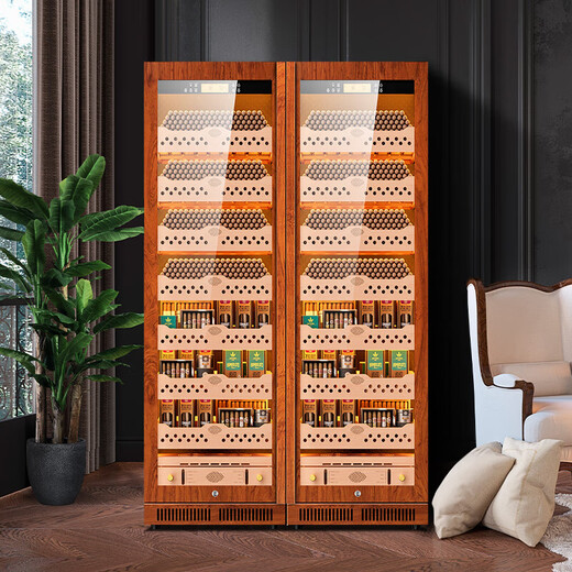 Kelong CL-188C1 Intelligent Constant Temperature and Humidity Ammonia Removal Cigar Cabinet Constant Temperature Red Wine Cabinet Ammonia-Purifying Cigar and Red Wine Dual-Purpose Double-Door Cabinet Rosewood Grain Cedar Wood Naked Model WiFi + Purifying Ammonia + Constant Temperature and Humidity