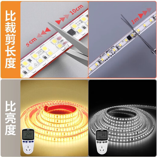 Fanyao super bright driver-free LED light strip linear light 220V household ceiling display cabinet outdoor waterproof self-adhesive light strip 240 beads-white light-5 meters