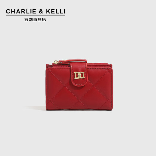 CHARLIE & KELLI品牌 CK轻奢包包女包2025新款钱包女士简约零钱包卡包 红色【七夕实用礼物】