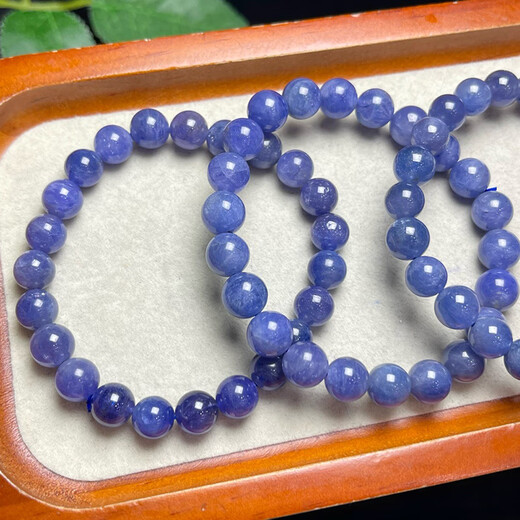 Shiyi Natural Tanzanite Bracelet Single Circle Men's and Women's Amethyst Ocean Heart Bracelet Simple Jewelry Gift 4 About 7mm/String