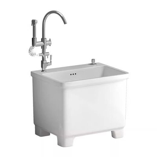 Suse wash mop pool high-foot balcony bathroom mop pool household ceramic floor basin four-legged mop pool sink 56*40*41 with overflow Taiwan controlled drain