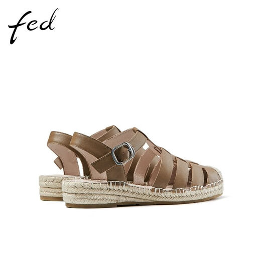 Fed Roman Sandals Summer Nouvelles chaussures pour femmes authentique en cuir rétro Retro Traité Sandales Hollow R0612-YAB718 BRORN 39