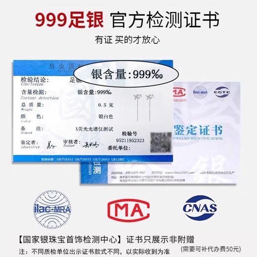 Qi Xiaomi 999 Pure Silver Star Ear Wire to Support Ear Piercing Earrings Women's Earrings Light Luxury Niche Silver Earrings for Women 2025 New Earrings 999 Pure Silver Double Star Ear Wire Pair Short Style