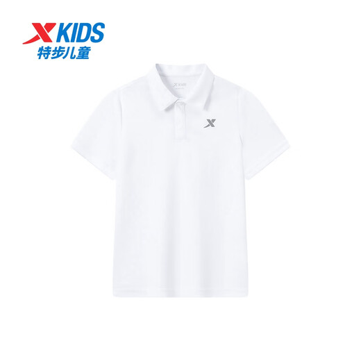 
XTEP (XTEP) children's clothing for boys and girls soft and comfortable lapel short-sleeved POLO shirt pearl white 150