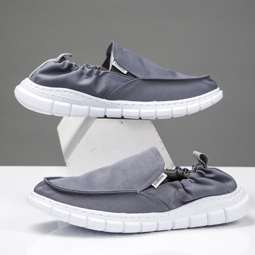 Chaussures en tissu Chaussures en toile pour hommes confortables, légères, résistantes à l'usure, non glissantes, imperméables, semelles molles Old Beijing un pied, paresseux noir 881 recommandé de prendre une taille plus grande 42