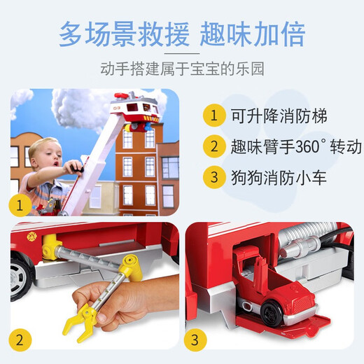 El equipo genuino de Wangwang Beimuhui (Beimuhui) hizo grandes contribuciones, el equipo de camiones de bomberos de Maomao Wangwang Toy Patrol Patrol Toys 16759 Police Car Sound and Light Aqi